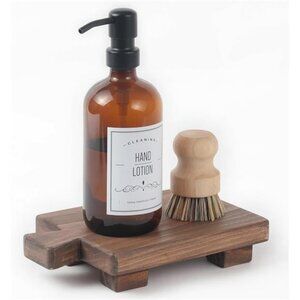 Wood Pedestal Stand Farmhouse Wood Riser Display Stool for Bathroom Kitchen Sink